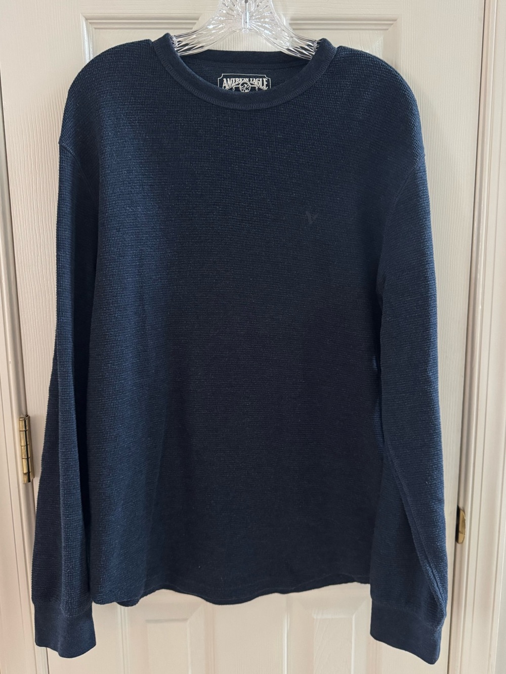 American Eagle Men's Navy Waffle Crewneck